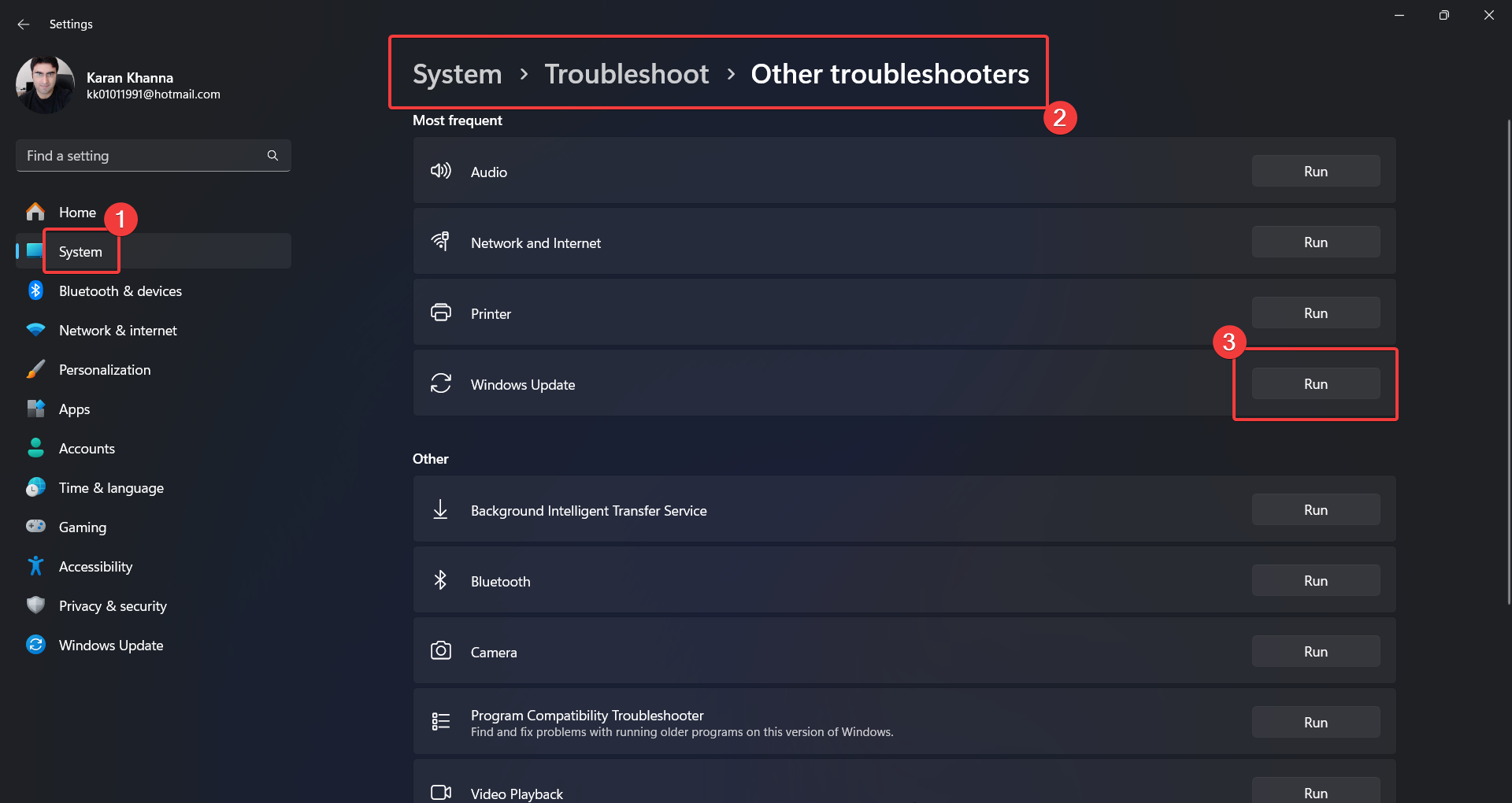 Run Windows Update troubleshooter
