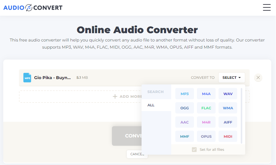 Audio-Covert output format