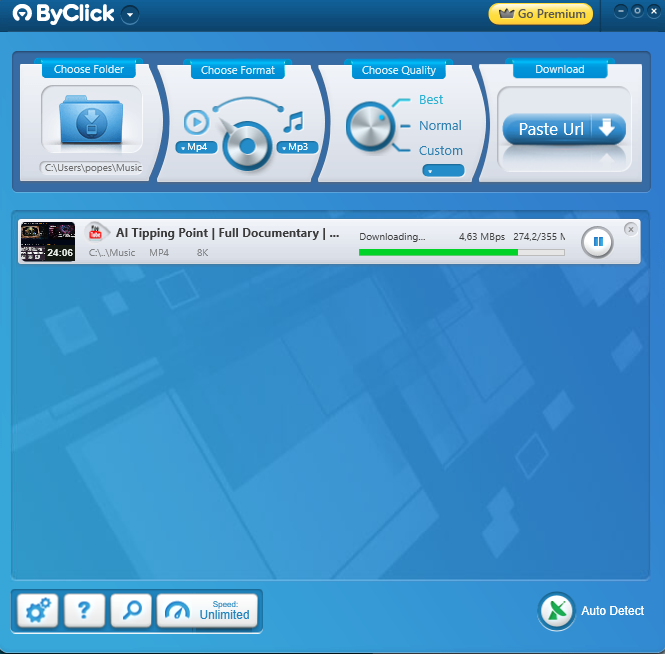 ByClick Downloader almost finished downloading
