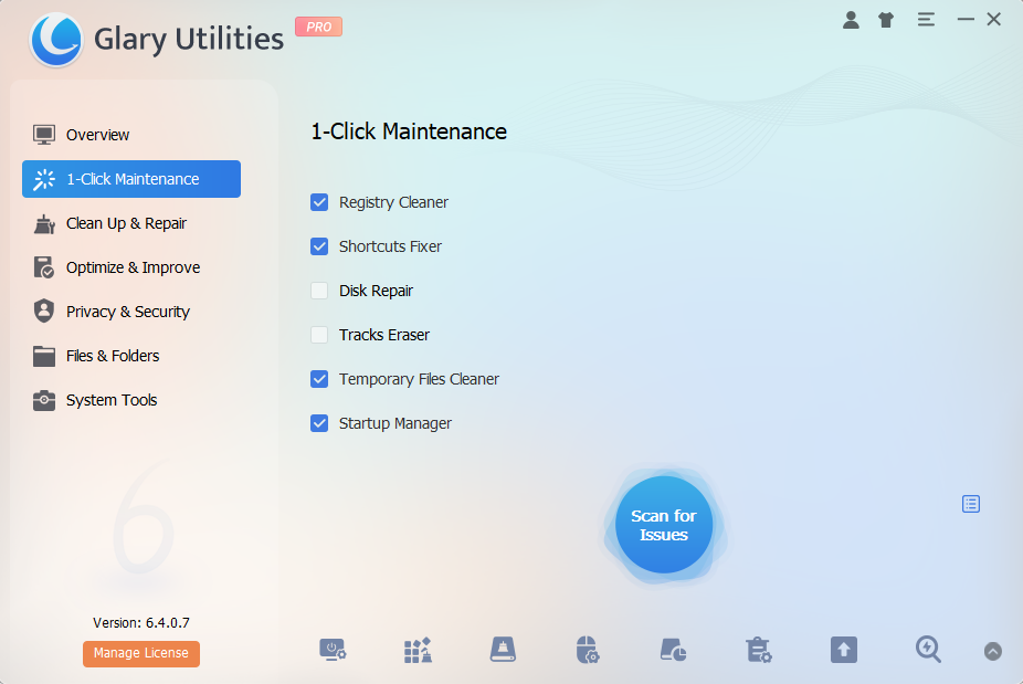 Glary Utilities 1-click Maintenance