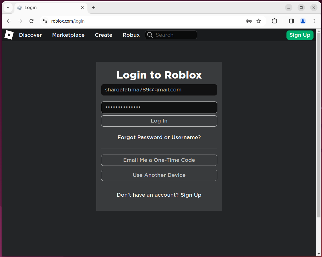 logging in roblox on linux