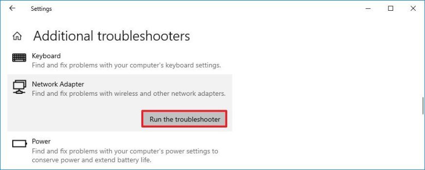 Run network troubleshooter