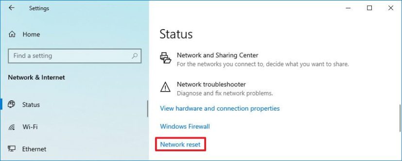 Windows 10 21H1 network reset