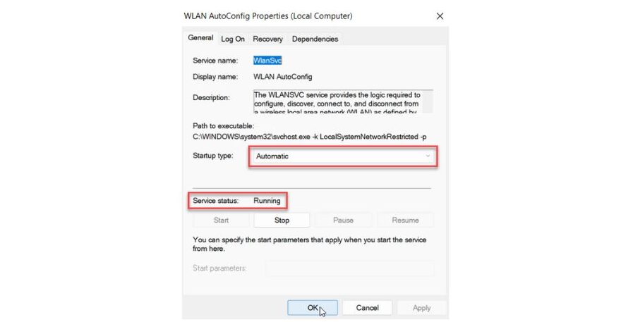 wifi option disappeared windows 11 WLAN AutoConfig Properties
