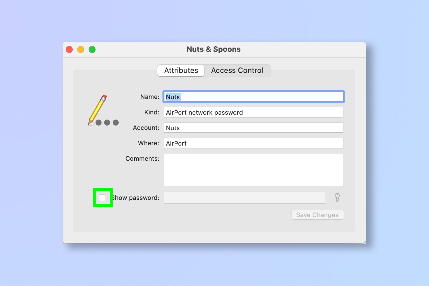 A screenshot showing how to view Wi-Fi passwords on Mac