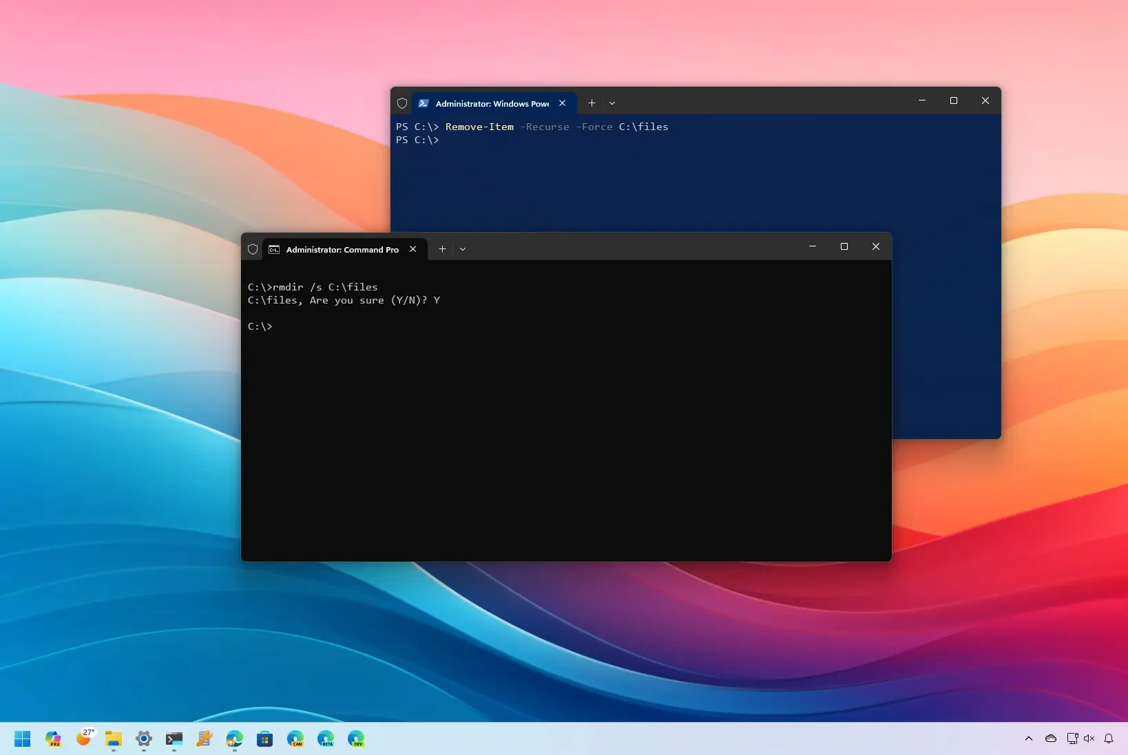 How to delete folder with subfolders using command line on Windows 10