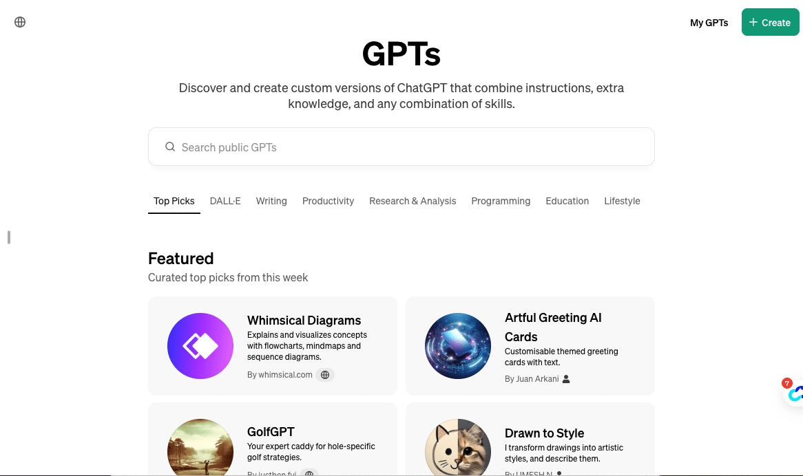 Custom GPTs - The GPT Store