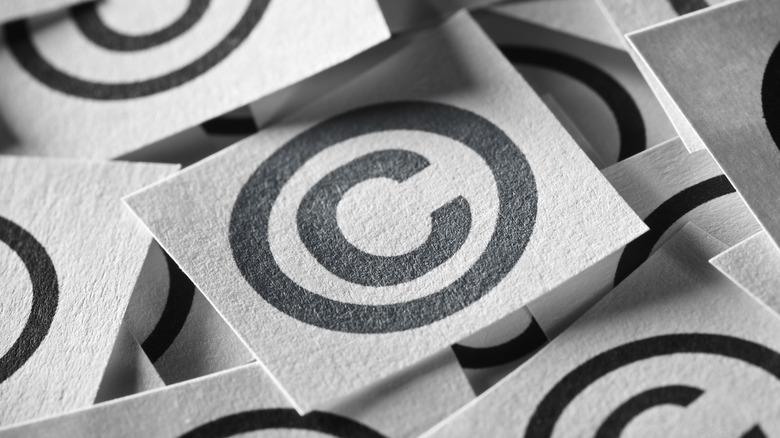 Copyright symbols printed on paper