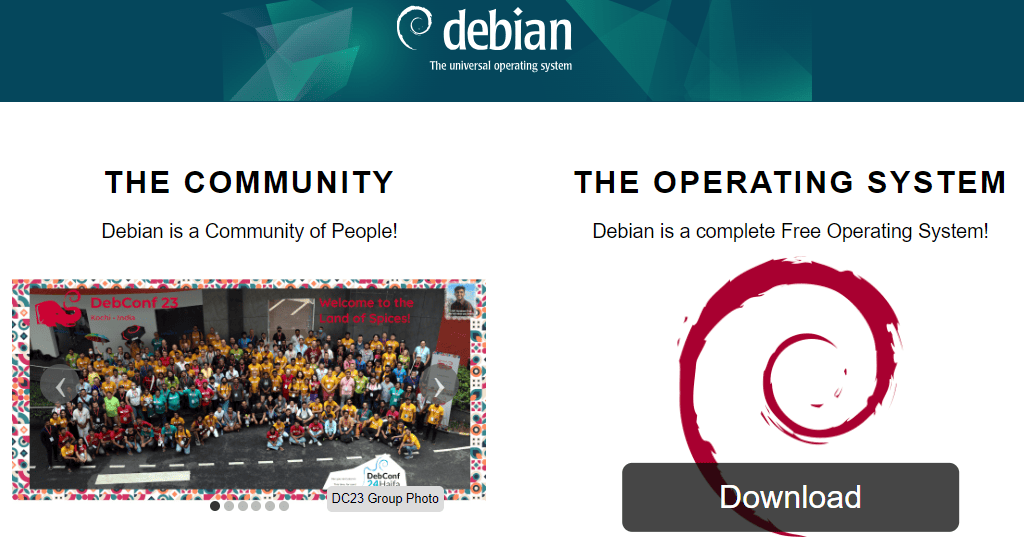 debian distro main webpage