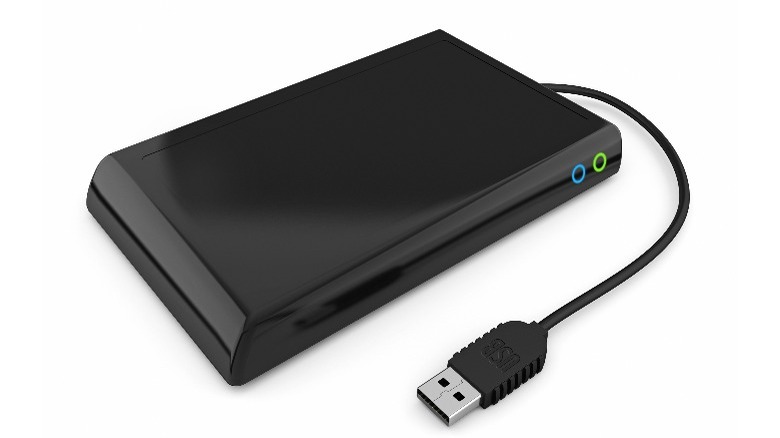 External hard drive with a cord attached