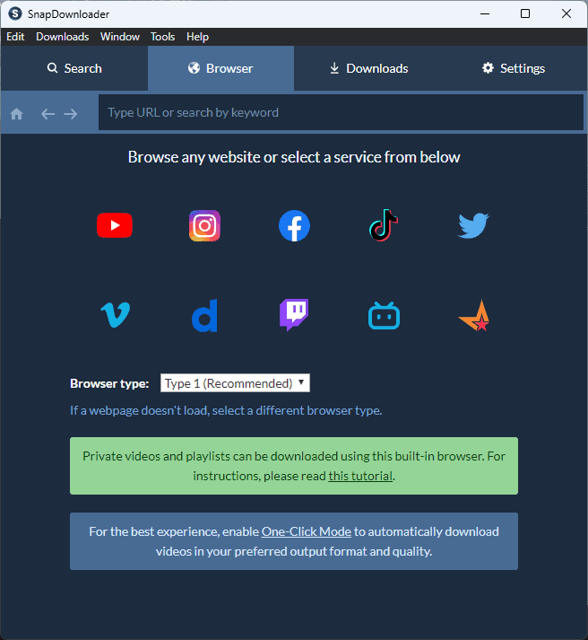 SnapDownloader browser