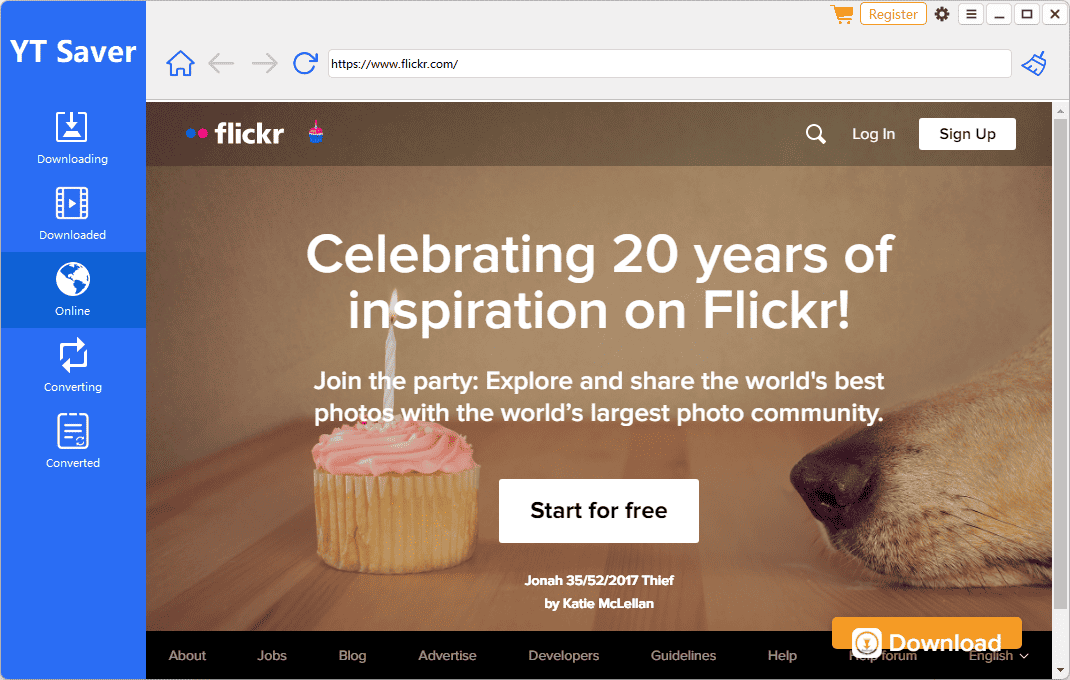 YT Saver flickr opened