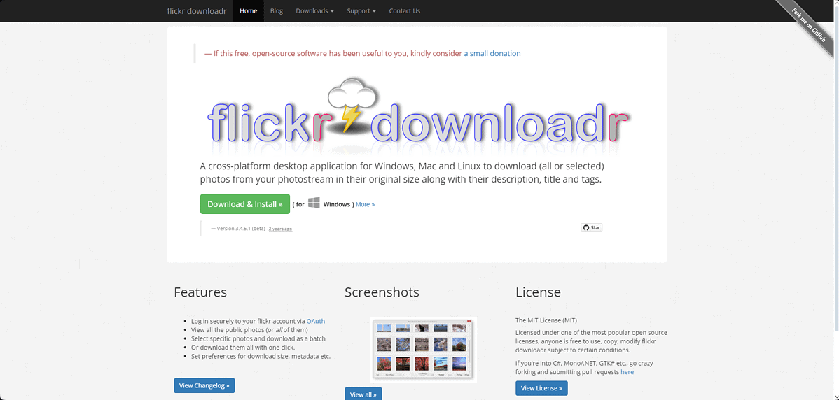 Flickr Downloader webpage