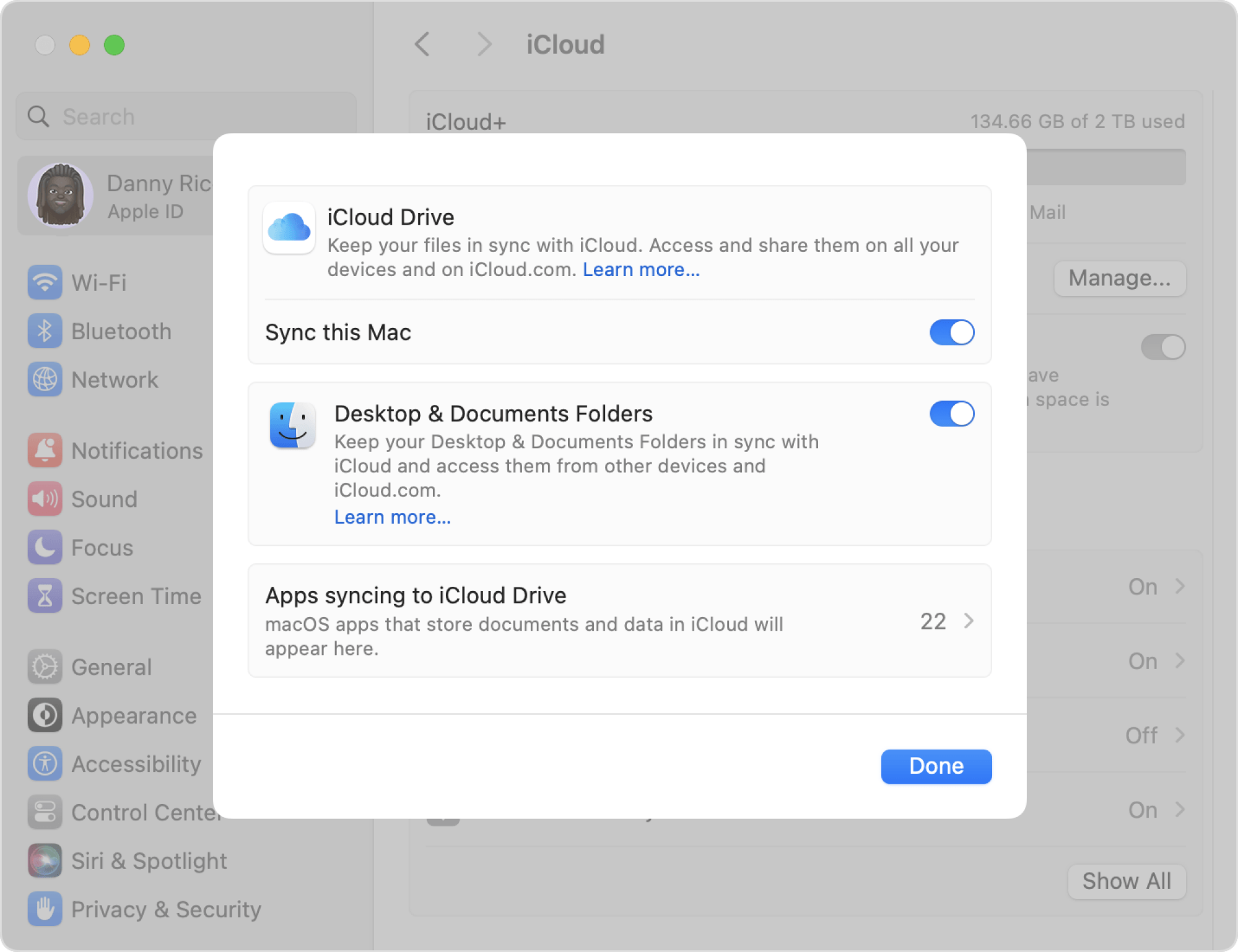 iCloud Drive feature for syncing Documents and Desktop folder on the Mac