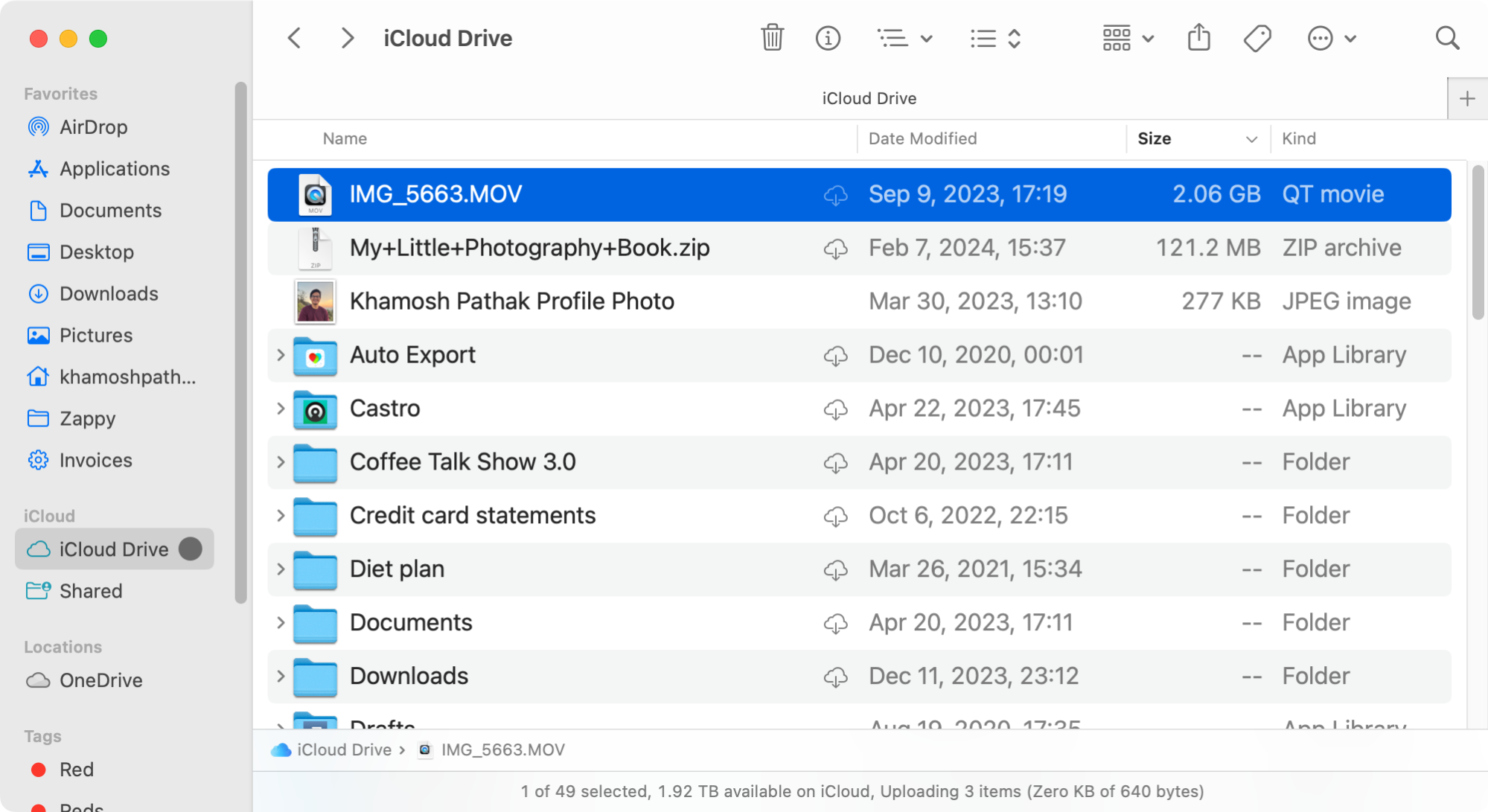 Deleting large files from iCloud Drive on the Mac