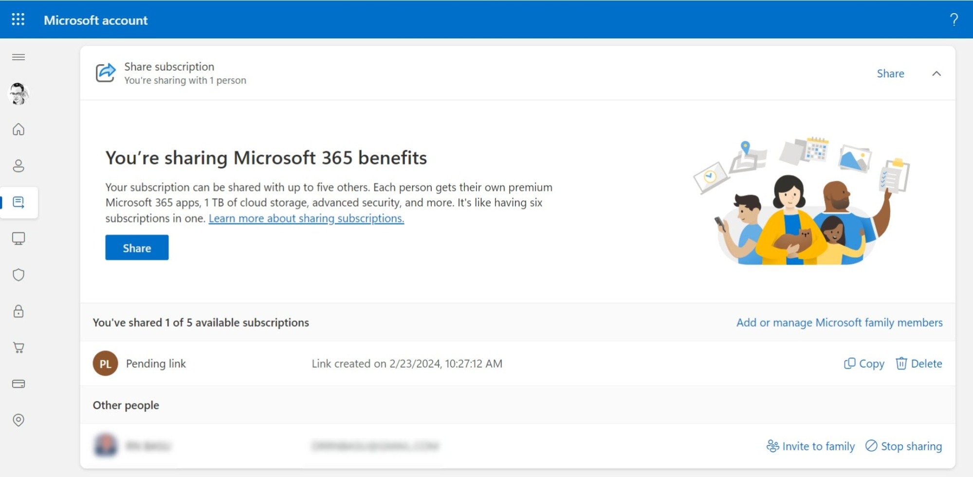 Manage sharing in Microsoft 365 Family