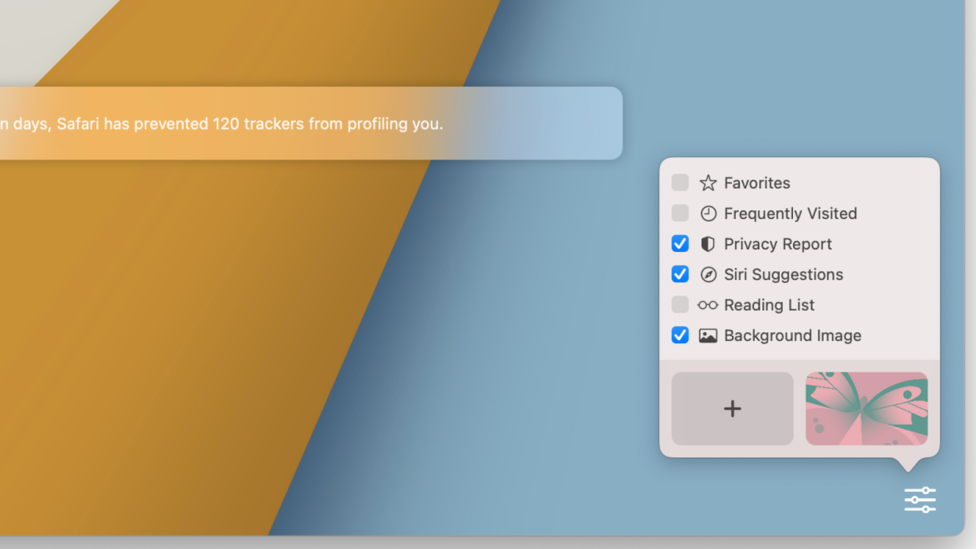A screenshot of Safari's Start Page on a Mac.