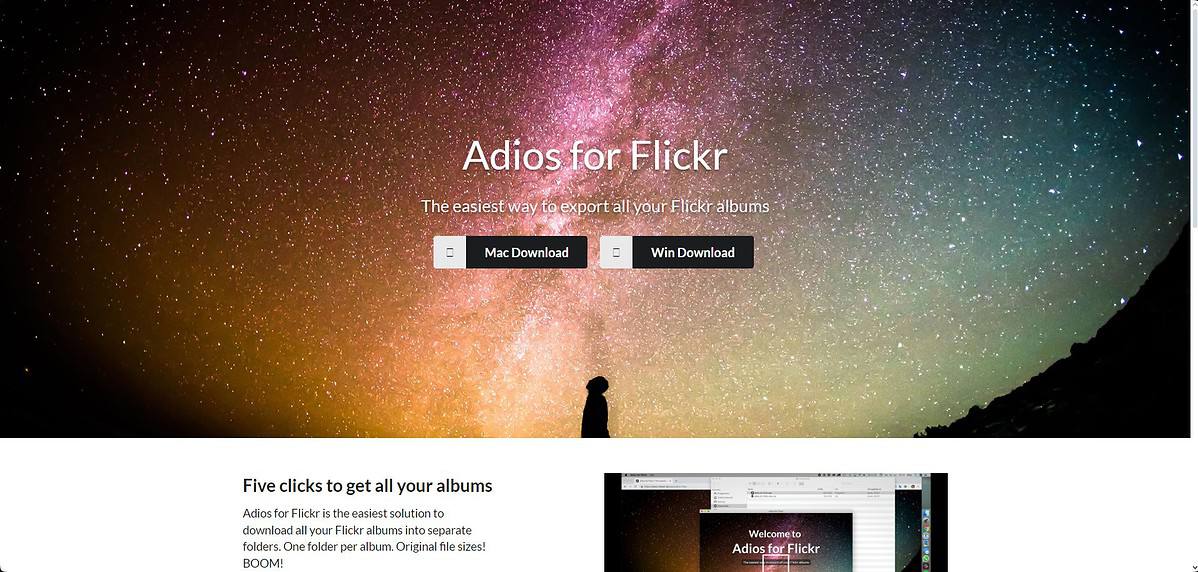 Adios for Flickr website