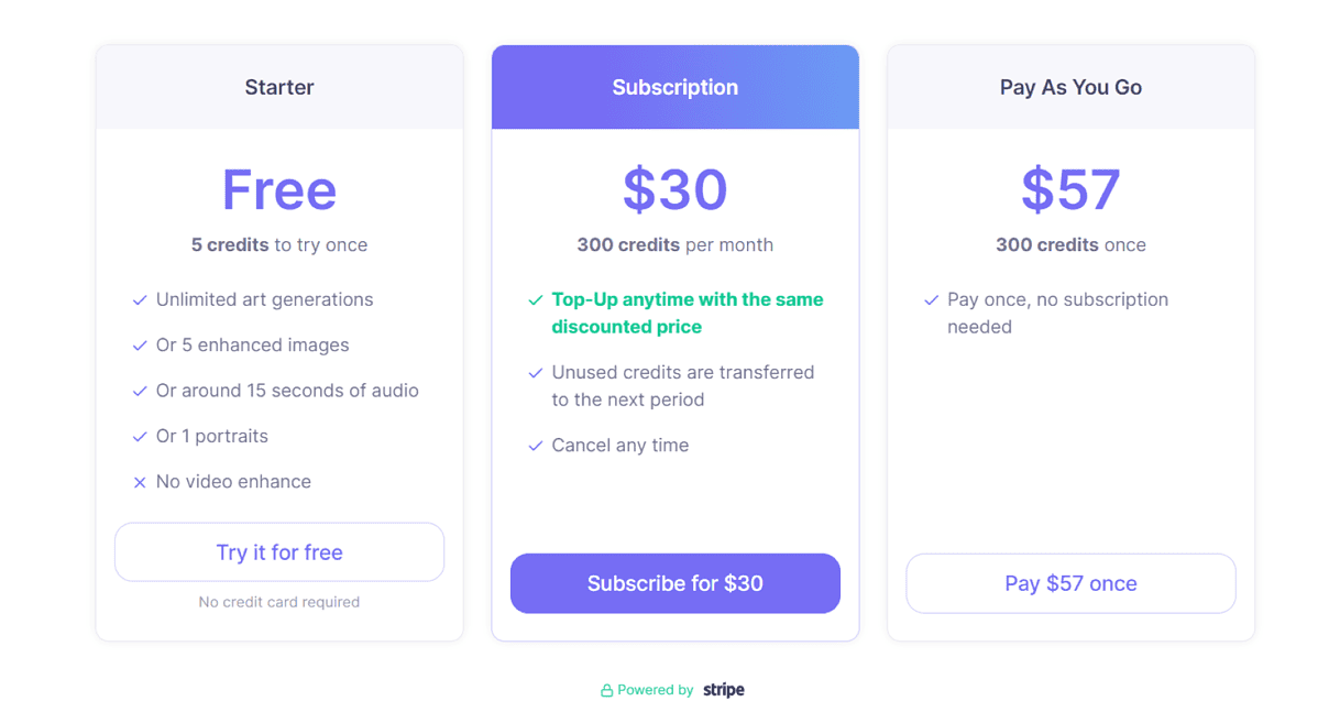 Neural Love pricing plans