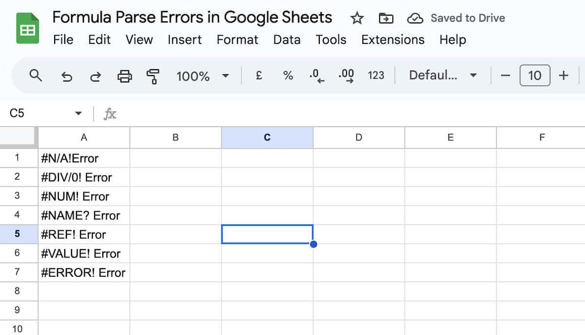 How to Fix Google Sheets Formula Parse Errors