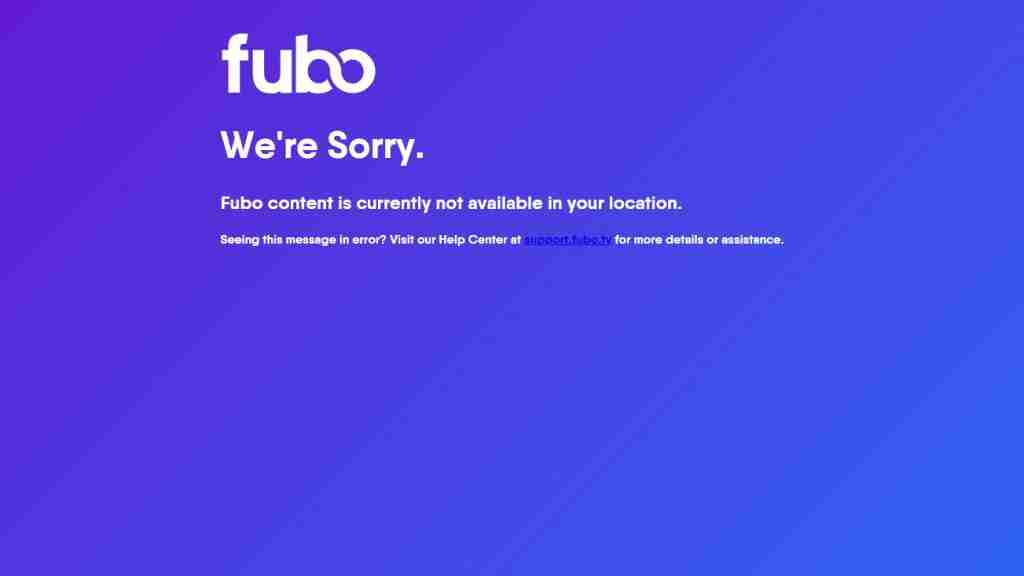Fubo website error message