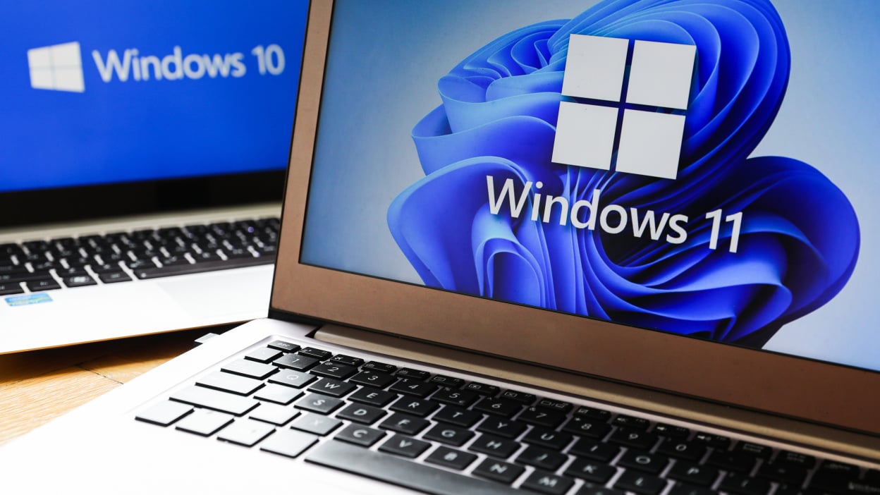 A computer screen displaying the Windows 11 logo