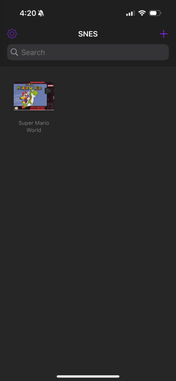 SNES game list in Delta emulator