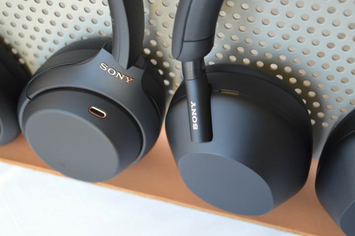 Close-up of earcups on Sony WH-1000XM4 and WH-1000XM5.